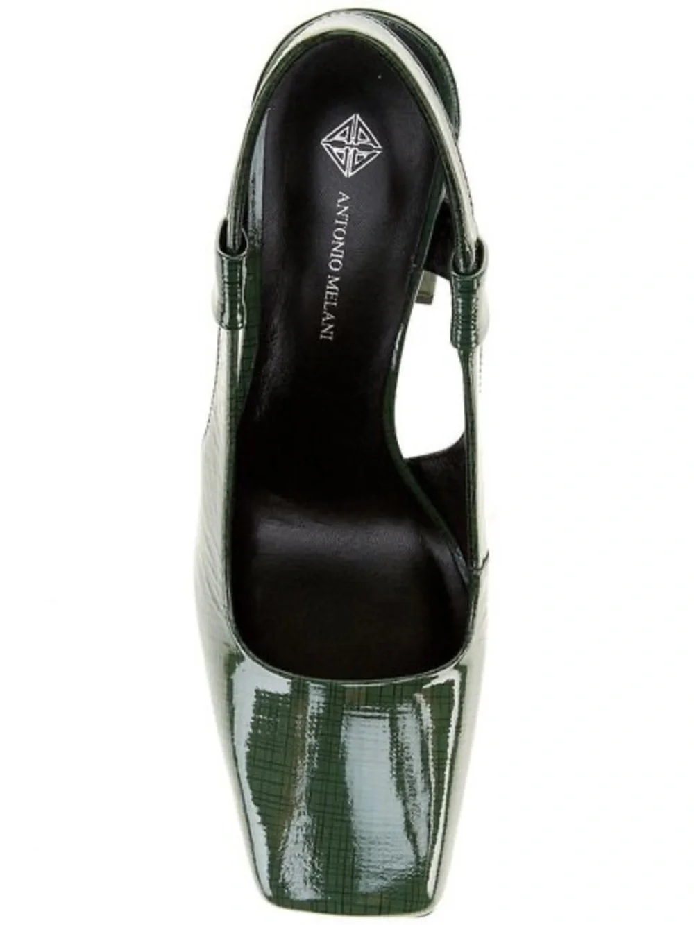 NWT Antonio Melani Salma Printed Patent Leather Slingback Pumps Oxford Green